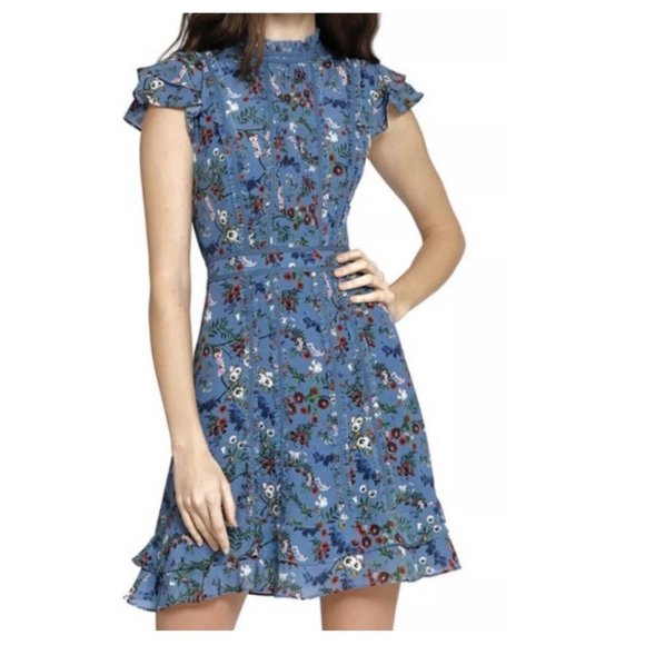 Alice + Olivia Blue Floral Dress - Picture 1 of 7